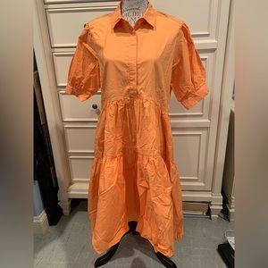 NWT Missguided Orange Poplin Extreme Oversized Smock Shirt Dress